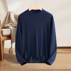 2025年秋季圆领长袖加厚时尚百搭通勤羊绒衫，男装羊绒套衫，羿博羊绒