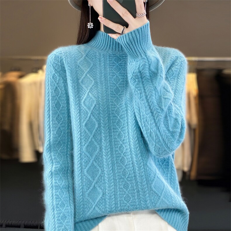 半高领打底衫女202新款内搭显瘦软糯百搭纯色针织衫,女装羊毛衫,北娇羊绒