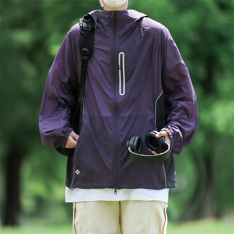 FS421HH-P50紫色防晒衣男夏季连帽冲锋衣外套山系户外钓鱼登山服,男装夹克,星座1007（原301D）