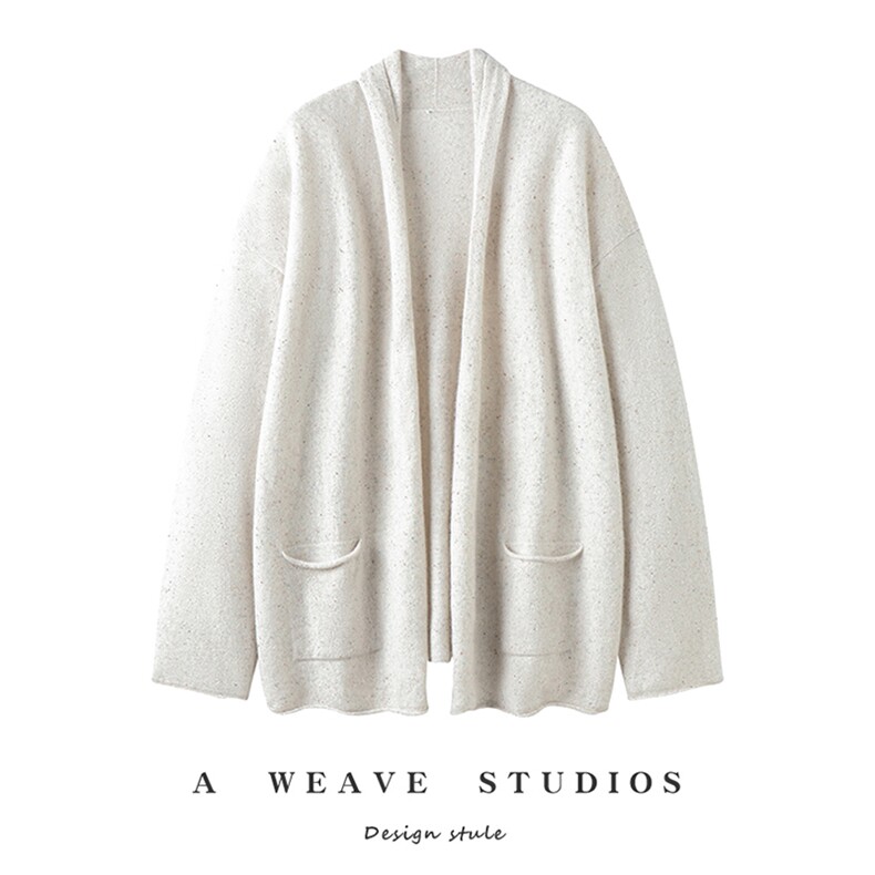 2025卷边带兜开衫时尚百搭，女装针织衫/毛衣，兴泰羊绒