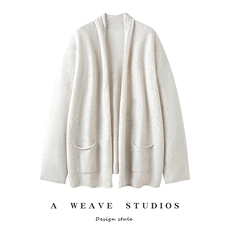 2025卷边带兜开衫时尚百搭，女装针织衫/毛衣，兴泰羊绒