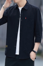 YS8111男士2023年夏季新款百搭衬衫男七分袖商务休闲衬衣男P50，男装衬衫，电商B360