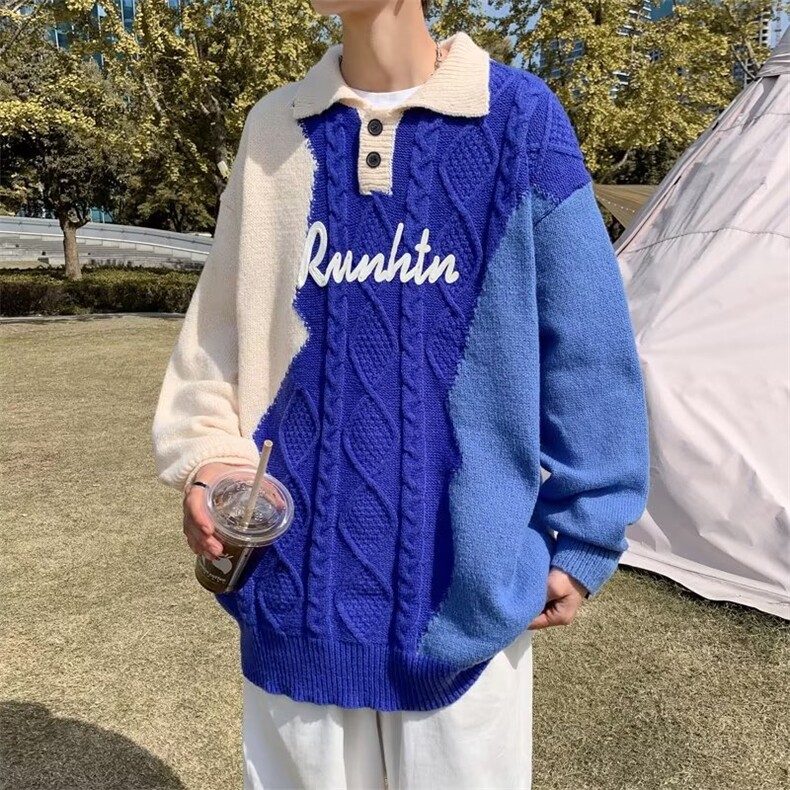 美式圆领毛衣男慵懒风休闲针织衫 MY183 P42图片