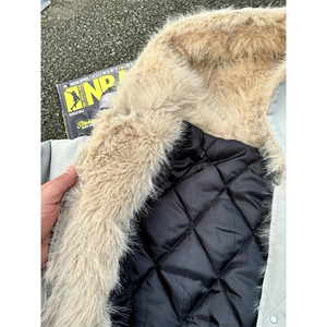 现货高品质美式高街冬季重磅硬挺短款座山雕毛领棉衣男女加厚外套图片