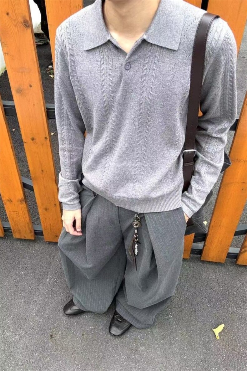新款POLO领针织衫秋季新款毛衣上衣翻领宽松显瘦毛衫LD5777-p56,男装Polo衫,星座1008