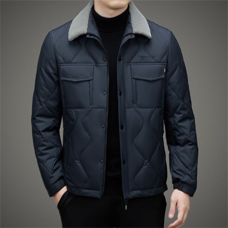DZ8605钱塘2020-3中年男士冬季厚款翻领时尚休闲羽绒服P230图片