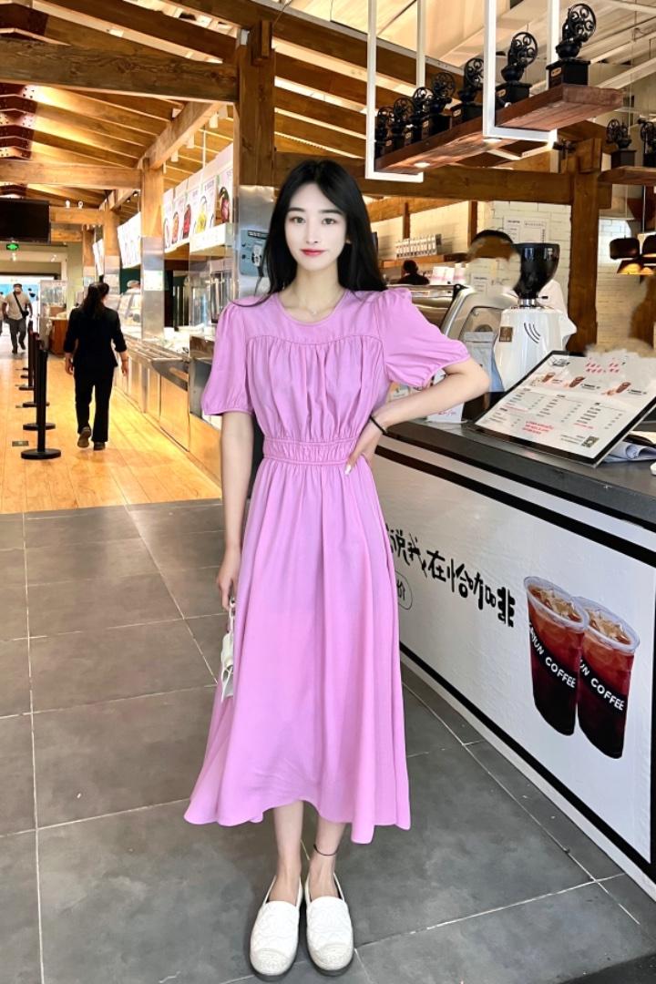 依挺好2022年夏季新款铜氨丝料高腰显瘦连衣裙港风气质群,女装连衣裙,依挺好