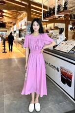 依挺好2022年夏季新款铜氨丝料高腰显瘦连衣裙港风气质群，女装连衣裙，依挺好