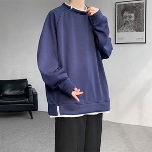 8XL-M假两件卫衣加肥加大码重磅拼接外套圆领套头WY5103P55加绒65图片
