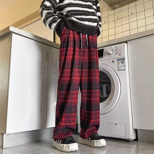 格子休闲裤男士韩版潮流高街帅百搭2024秋冬ins宽松长裤K5800-P43图片