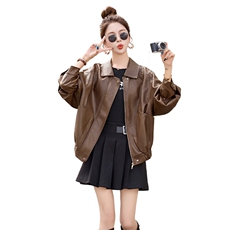 海宁皮衣女2025年新款仿绵羊皮高端机车皮夹克短款外套休闲，女装皮衣，美拉德工厂直营店