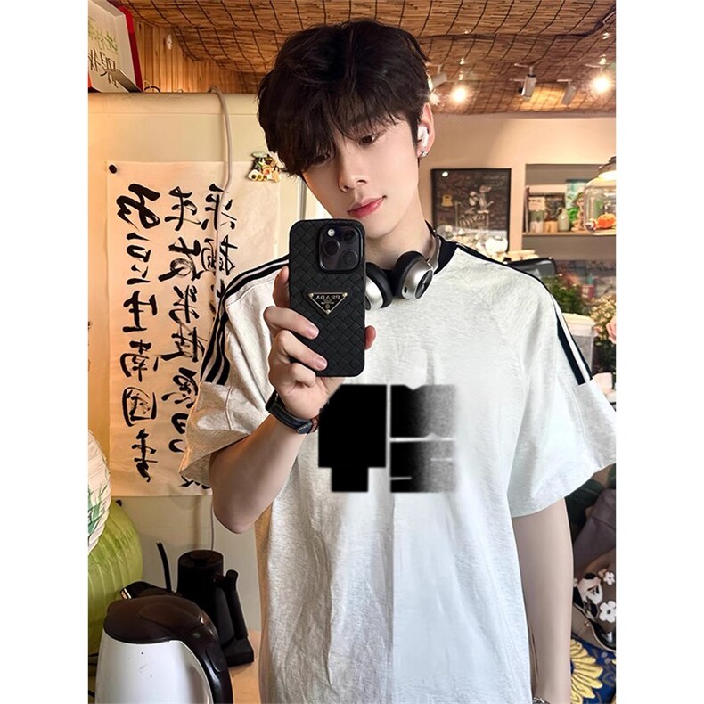 夏季美式高街重磅纯棉三条杠织带撞色男女短袖T恤ZD512-特P30,男装T恤,电商A486