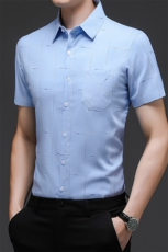夏装短袖衬衫口袋款中年男士半袖纯色休闲时尚衬衣商务男装，男装衬衫，钱塘6003（原4033）