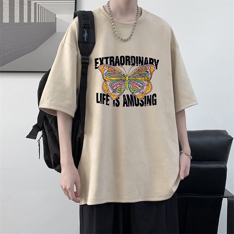 麂皮绒短袖t恤男大码半袖男大皂风JD82366-P25,男装T恤,电商A040