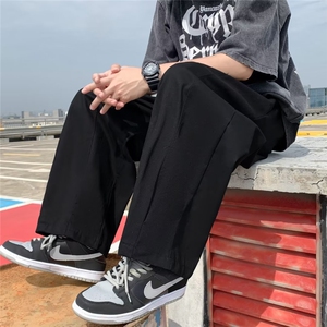 春夏工装休闲裤男百搭裤子ins潮牌坠感宽松直筒纯色阔腿裤~K1155图片