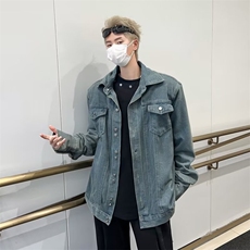 小众复古压褶设计感垫肩牛仔外套宽松夹克男女潮JY813，男装夹克，星座1116A-1（原606A）