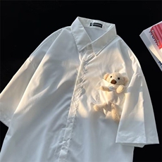 日系条纹短袖衬衫男潮牌潮流少年感穿搭半袖衬衣2210-P38，男装衬衫，星座1109-3