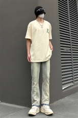 B221美式ins高街暗黑小众毛边修身小脚牛仔裤LK23020-P60控78，男装牛仔裤，电商B221
