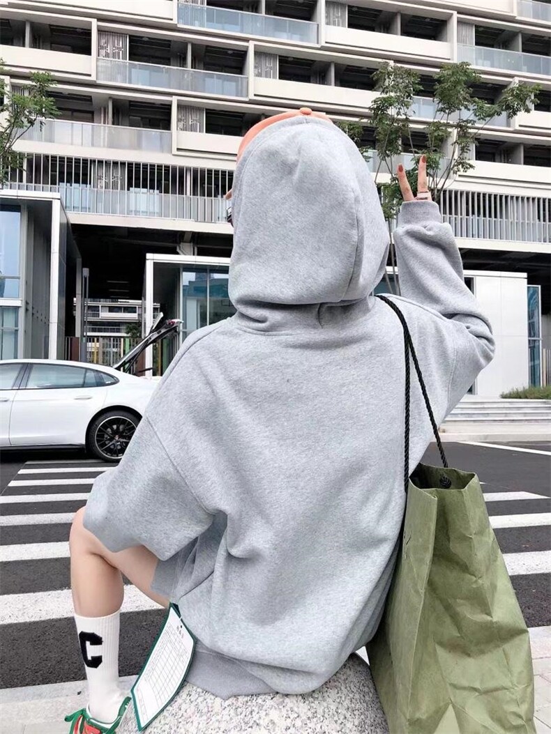 韩版银狐绒带帽卫衣，女装卫衣/绒衫，一杭