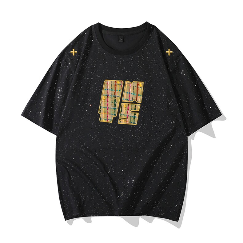 量大优供抖音视频支持得物配合二开美式满天星亮片短袖T恤MTX137,男装T恤,电商A486