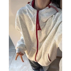 网图全棉380克拉链开衫卫衣撞色连帽外套男AH947-特P48不议价，女装短外套，四季星座610B