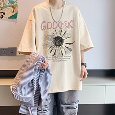 已注册/夏季新款内景雏菊印花宽松短袖T恤男潮打底衫DT00506/P25，男装T恤，电商B316