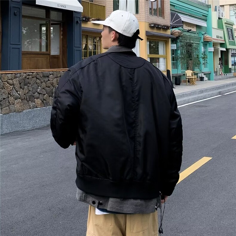 美式假两件棒球服棉衣外套男拼接撞色加厚飞行员棉服MY8212-P95,男装棉衣,星座1001-1