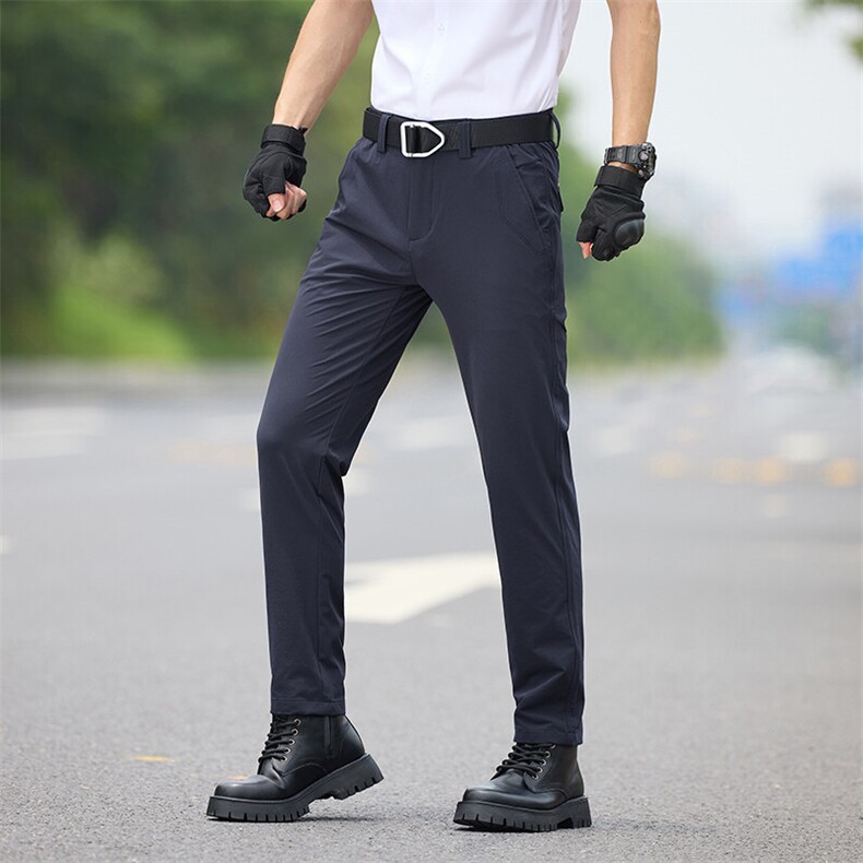 战术西裤男宽松直筒2025新款商务通勤冰丝长裤子潮,男装西裤,星座914