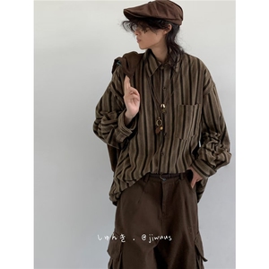 1506-1/CC2331/P39灯芯绒衬衫长袖衬衫男女宽松休闲学院风图片