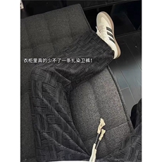 黑色扎染灯芯绒运动卫裤男款秋冬垂感休闲直筒长裤青少年健身裤子，男装休闲裤，星座1210-1
