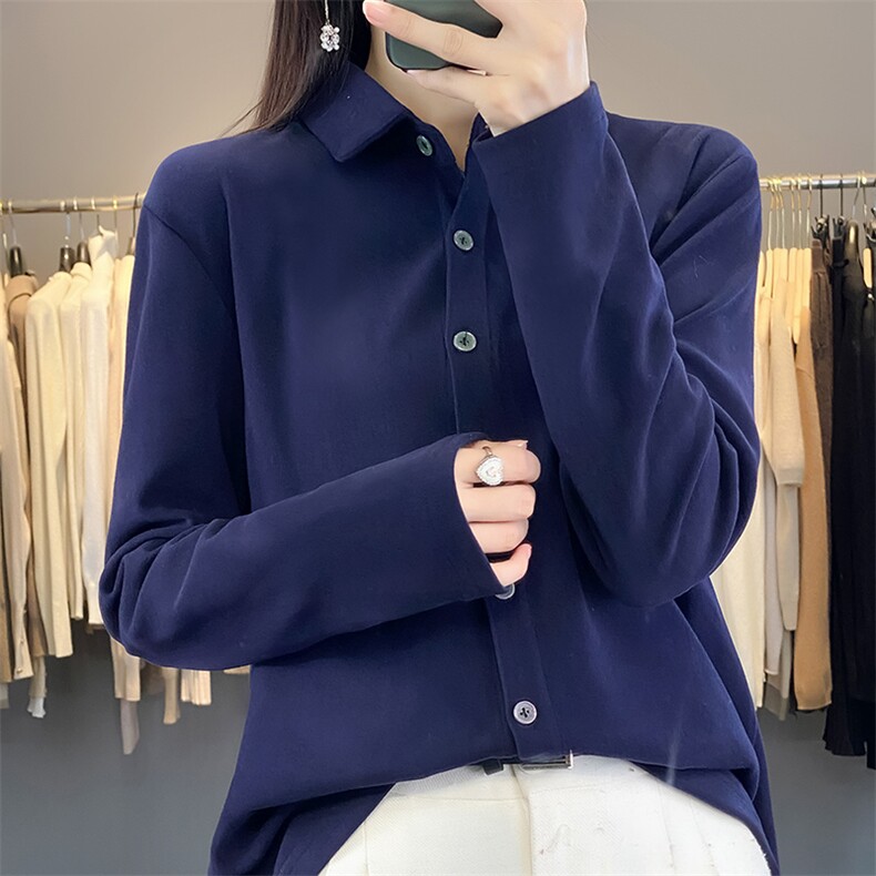秋冬polo领德绒衬衫女单排扣休闲衬衣外套上衣宽松显瘦百搭开衫,针织衫/毛衣,佳绒高端店