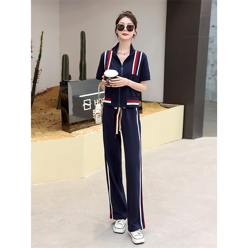 休闲运动套装女2025年新款春季时尚拼色运动服百搭女款两件套装裤,女装套装/套裙,妙形