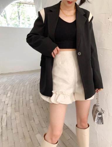 春装新款套装品质手工西装撞碎花短裤 更多新款关注CB，女装职业装，CB-C