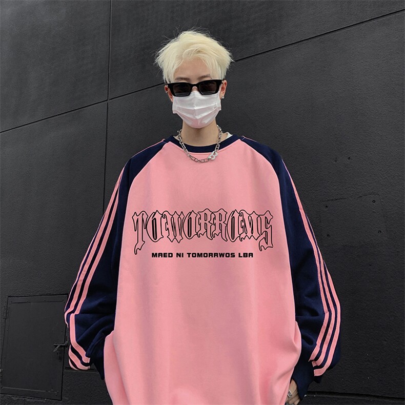 抖音得物供货提供视频秋冬重磅美式宽松织带圆领卫衣0750,男装卫衣,电商A486