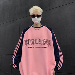 抖音得物供货 提供视频 秋冬重磅美式宽松织带圆领卫衣0750图片