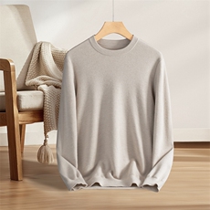 2025年秋季圆领长袖加厚时尚百搭通勤羊绒衫，男装羊绒套衫，羿博羊绒