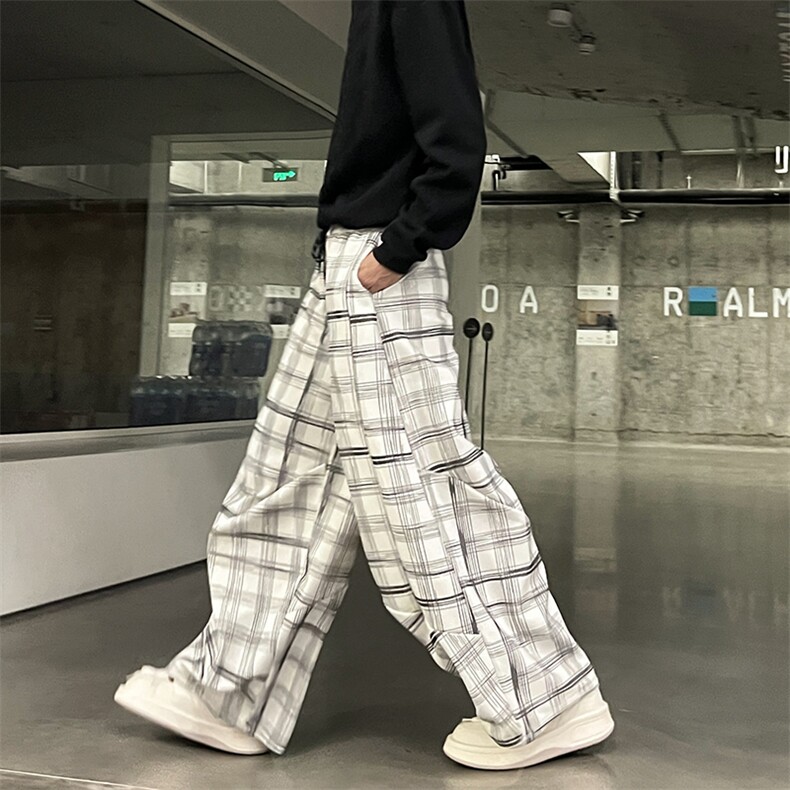 902-103-P45肌理感格纹休闲裤男2025卫裤搭配卫衣夹克牛仔裤子,男装牛仔裤,星座902A