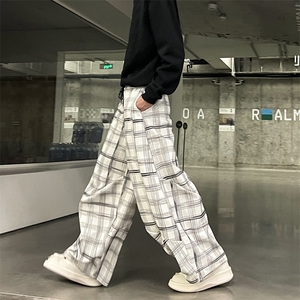 902-103-P45 肌理感格纹休闲裤男2025卫裤 搭配卫衣夹克牛仔裤子图片