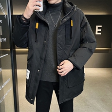 大码白鸭绒中长款工装休闲羽绒服XZ402-2P290控338-Y1818大货足，男装羽绒服，星座402-2