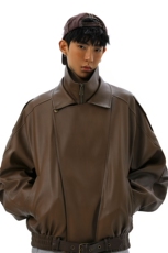 荔枝纹高端双层领廓形设计大码M-5XL机车皮衣JK78095特P118控178，男装皮衣，星座227-7