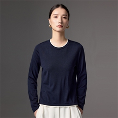 法式撞色边假两件100纯羊毛衫女25新款高端精纺薄款长袖打底毛衣，女装羊毛衫，蚂蚁派对工厂直营店