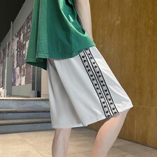 百搭休闲针织拼接潮流运动风冰丝五分短裤DK523-特批21，男装休闲裤，星座718-1