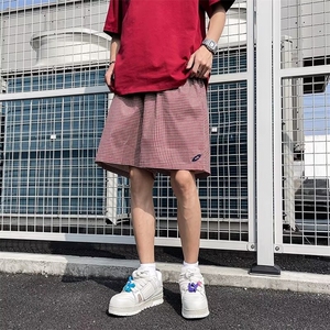 韩系格子洋气休闲短裤男潮牌潮流外穿大裤衩夏季百搭五分中裤图片