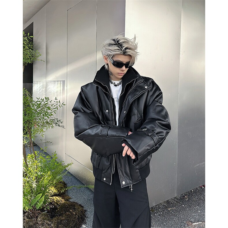 高级感假两件男女冬季金属感夹克立领棉服面包服外套MY0834-P120图片