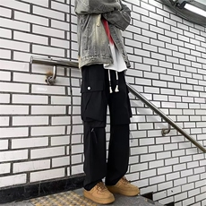 加绒秋冬季美式机能冲锋裤男士潮高街直筒长裤BK13P45，男装休闲裤，星座1116-2