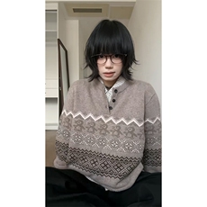 重磅秋冬装北极绒套头毛衣美式复古休闲慵懒风提花工艺针织衫外套，男装针织衫/毛衣，电商A486