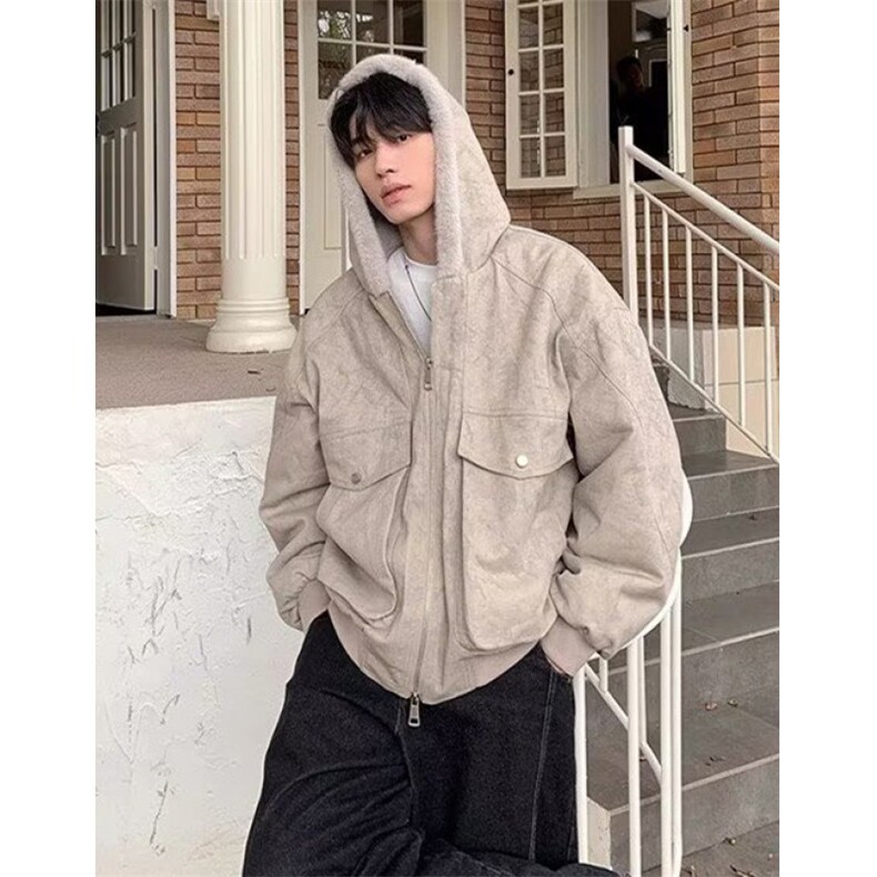 秋冬简约连帽拉链扎染棉服宽松保暖棉衣休闲面包服外套男M8184,男装棉衣,星座1116A（原606A-3）
