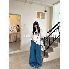 有货运动卫裤女宽松阔腿裤爵士舞休闲裤子拖地美式K5329-P50，男装休闲裤，星座910B