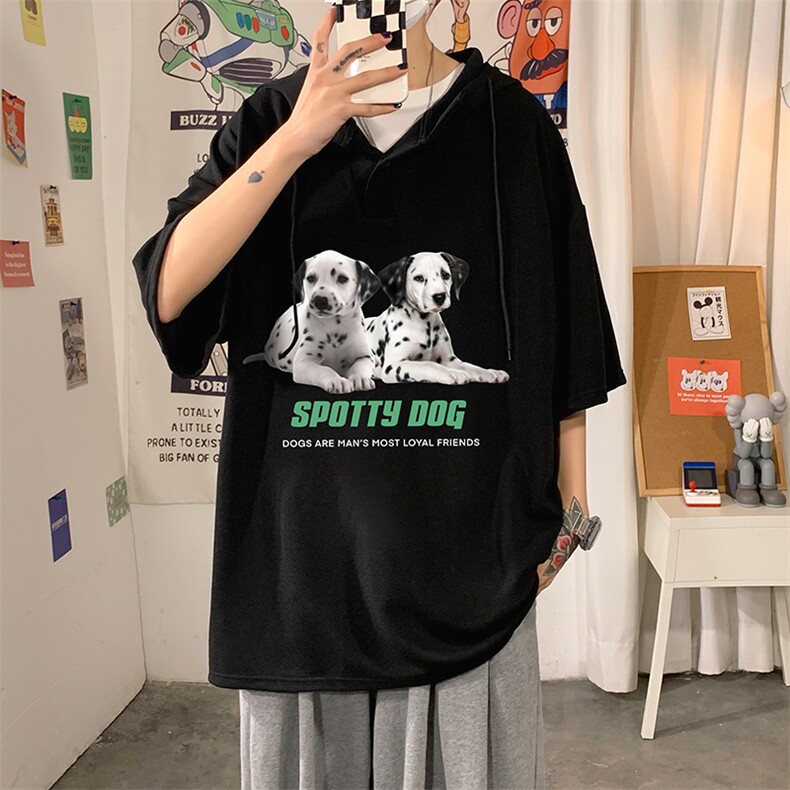 LD54263-P45NASA连帽短袖t恤男大码胖子带帽五分袖中袖海报风,男装T恤,电商A040
