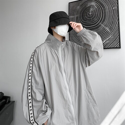 F004-P45夏季新款织带防晒衣男士大码宽松外套纯色透气控58，男装防晒衣，电商B280-1（原A049）